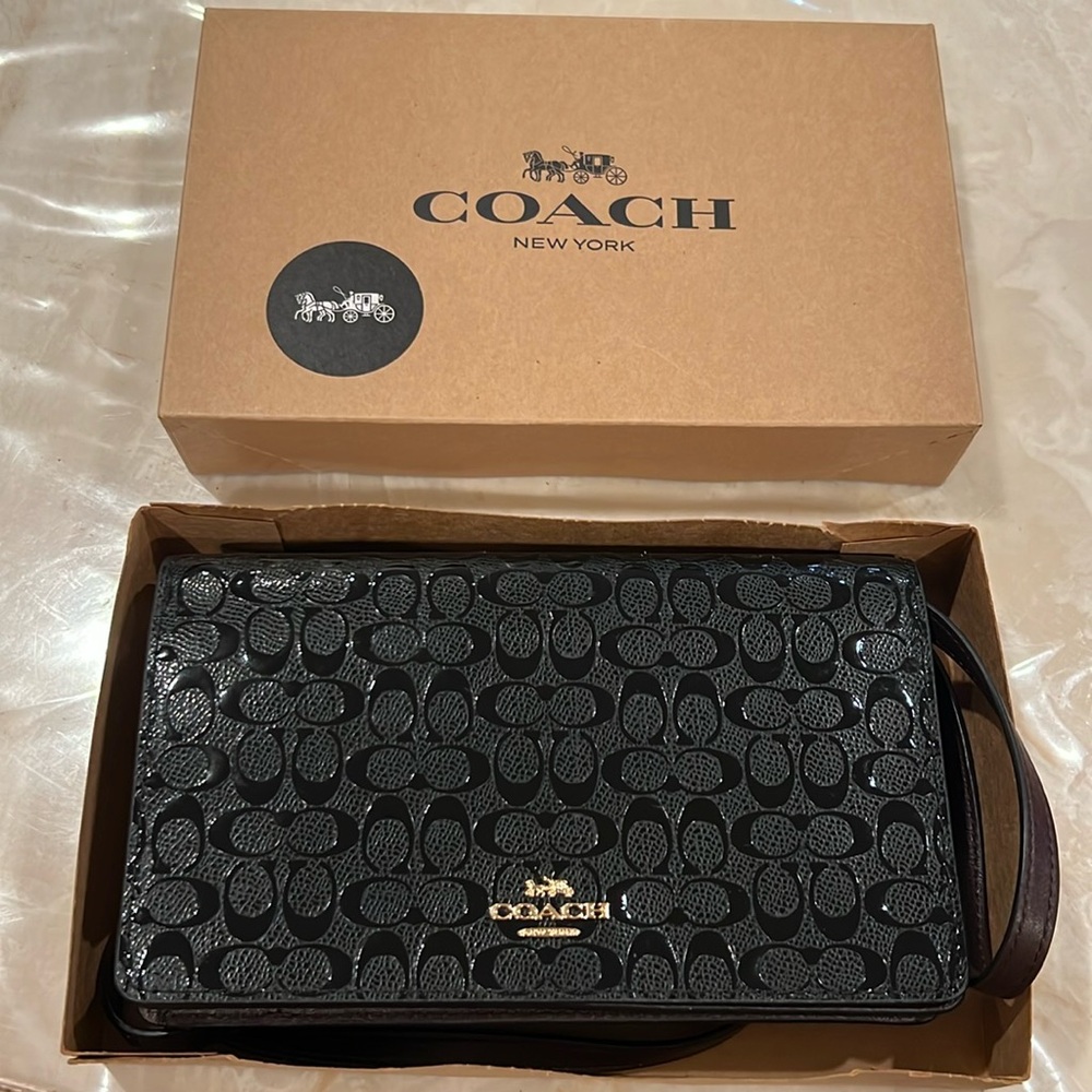 Genuine Coach logoed black crossbody bag; Brand new with original box💗